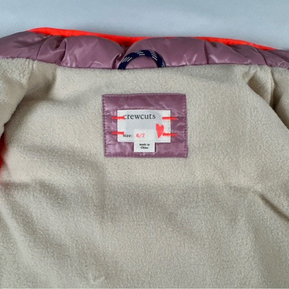 J Crew Crewcuts Girl's Size 6/7 Down Puffer Vest Full Zip Fleece Lined Pink EUC - Picture 7 of 10